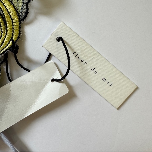 NWT Fleur Du Mal Garter Belt Banana Embroidery Lingerie Fruit Novelty Print Sz 1 - Picture 5 of 11